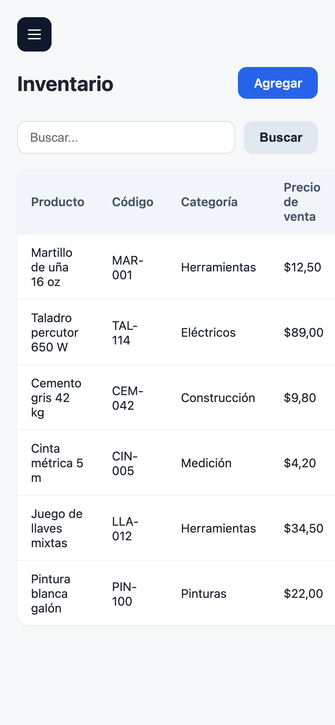 Y en el celular, con el menú que se guarda a un lado